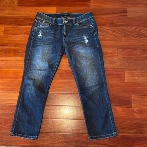 White House Black Market Slim Crop Jeans - distress & amazing pocket detail!